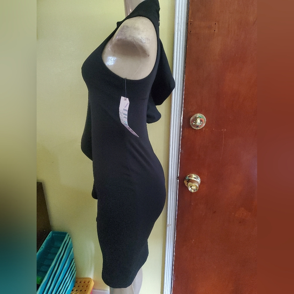 Black One Shoulder Flutter Sleeve Bodycon Dress